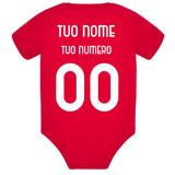 Body Neonato Stile Rovesciata Calcio Personalizzabile Con Nome e Numero 100% Cotone PS 28180-029