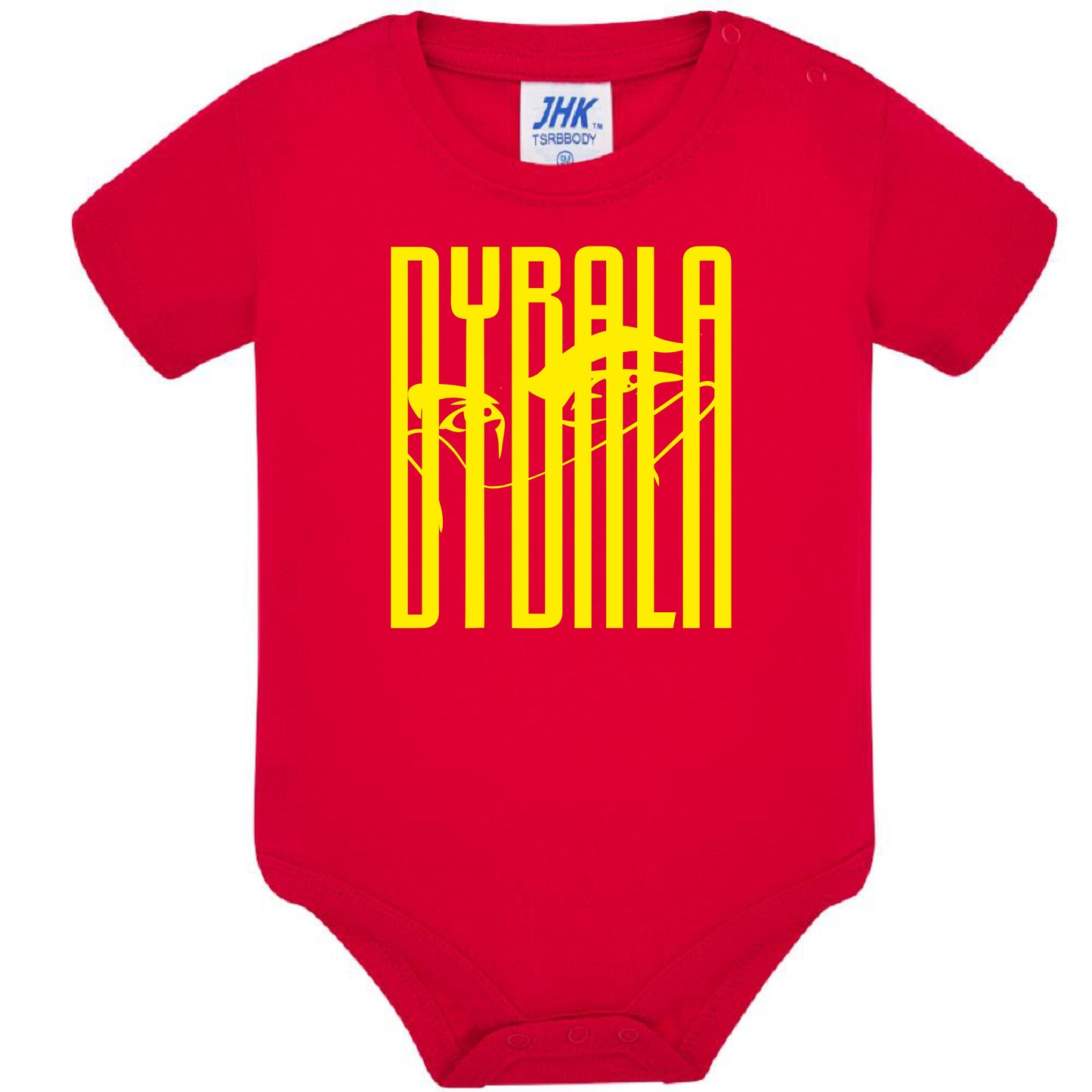 Body Neonato Dybala Mask Stile Tifosi Giallo Rossi Calcio 100% Cotone PS 28180-0007