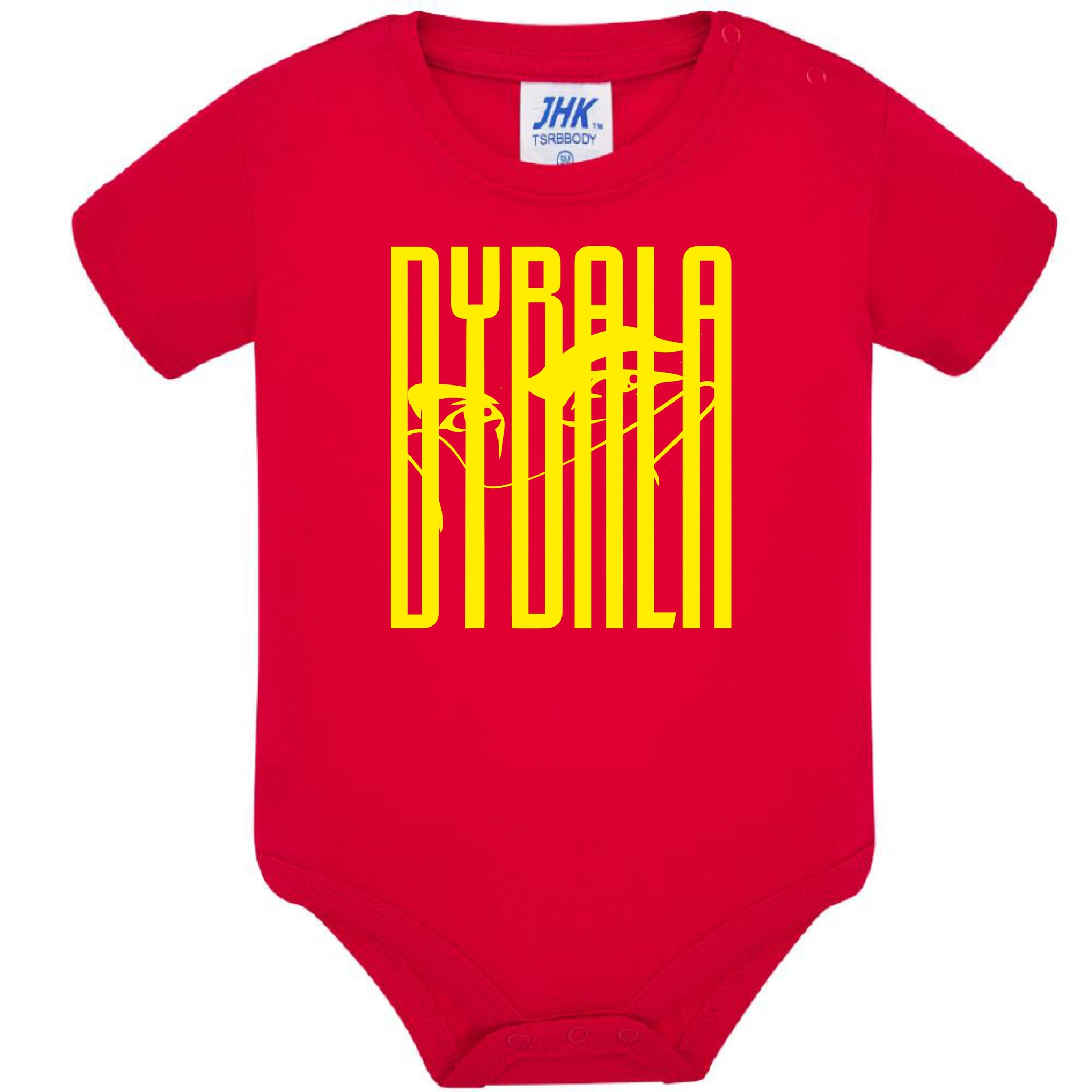 Body Neonato Dybala Mask Stile Tifosi Giallo Rossi Calcio 100% Cotone PS 28180-0007