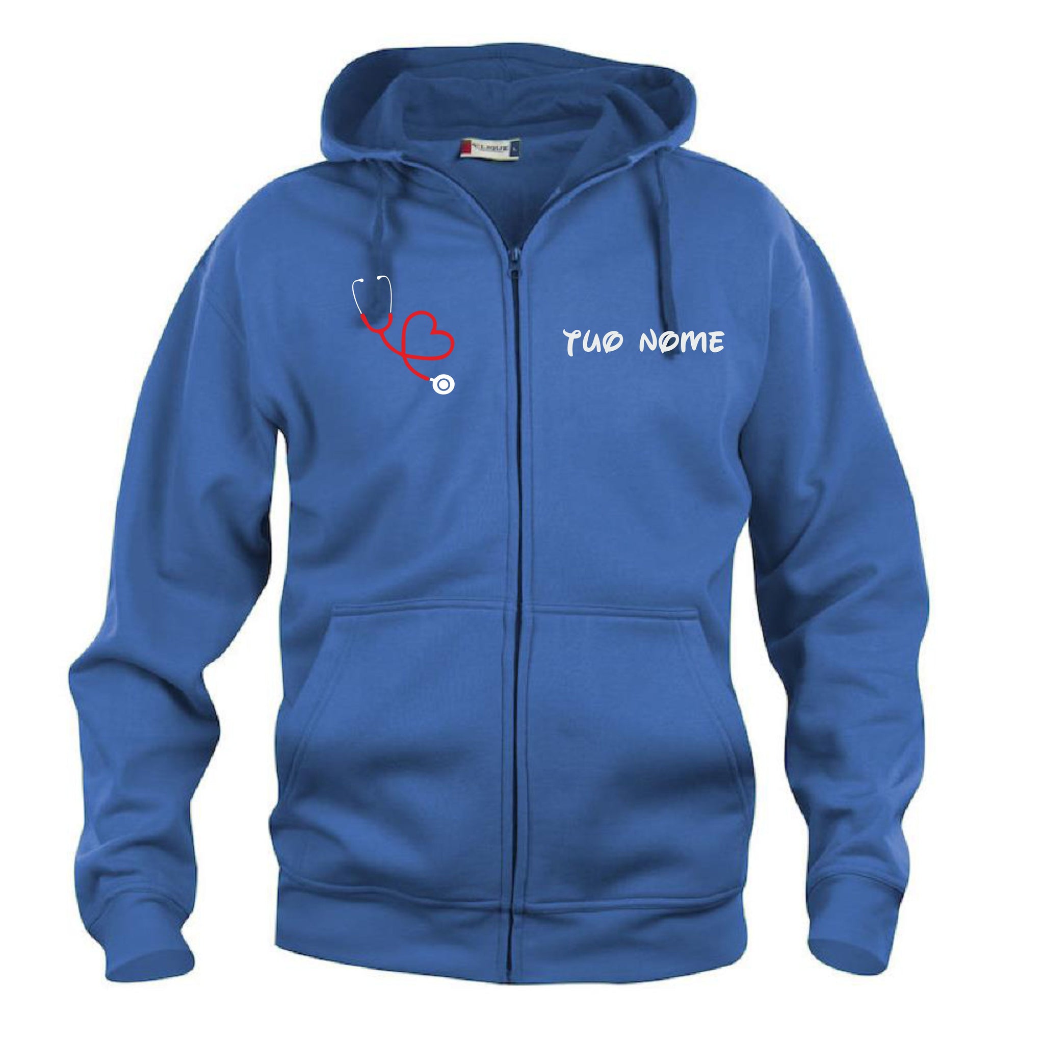 Felpa Infermiere Stetoscopio Cuore – Felpa Uomo con Cappuccio Full Zip Personalizzabile PS 02202-001