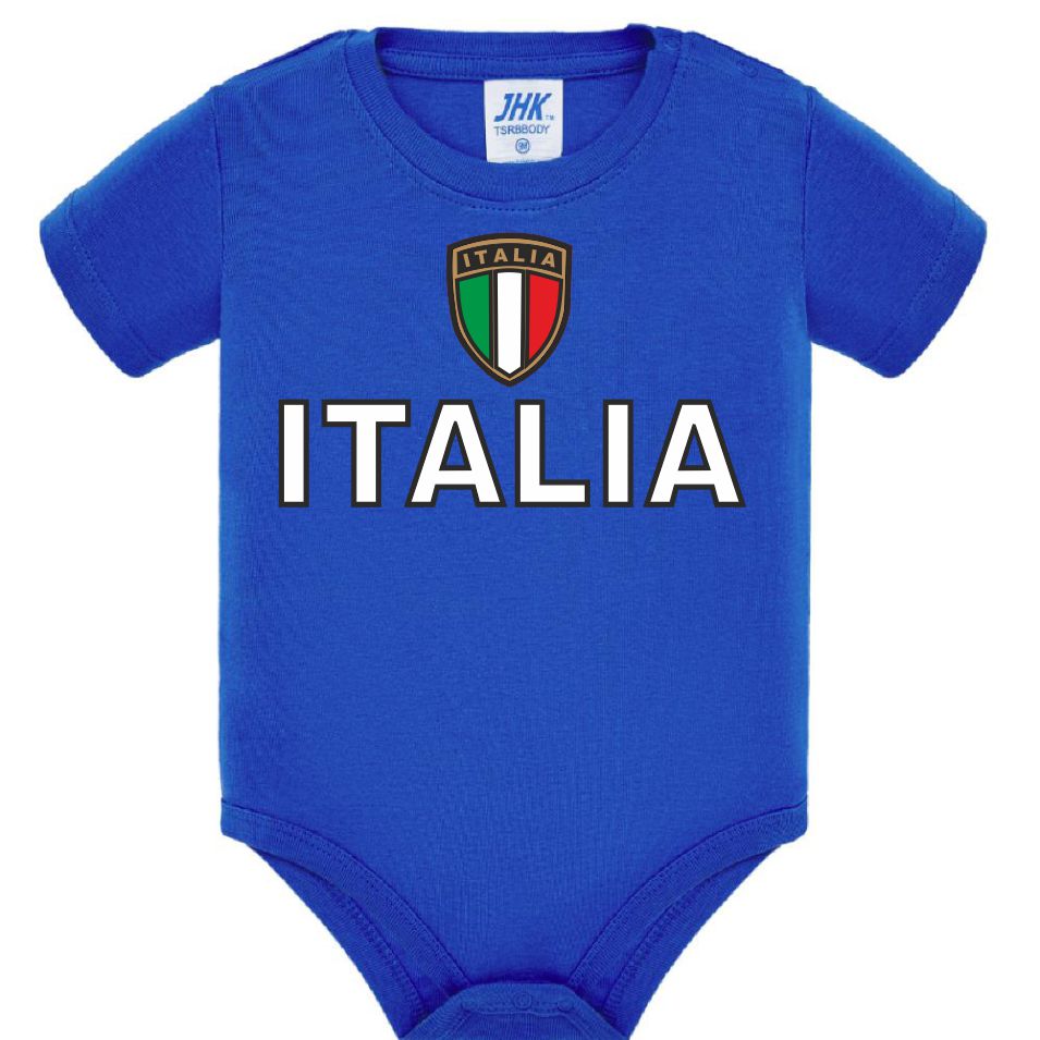 Body Neonato Italia Personalizzabile Con Nome e Numero 100% Cotone Forza Azzurri PS 28180-0017