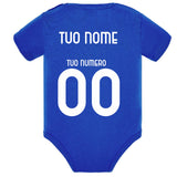 Body Neonato Italia Personalizzabile Con Nome e Numero 100% Cotone Forza Azzurri PS 28180-0017