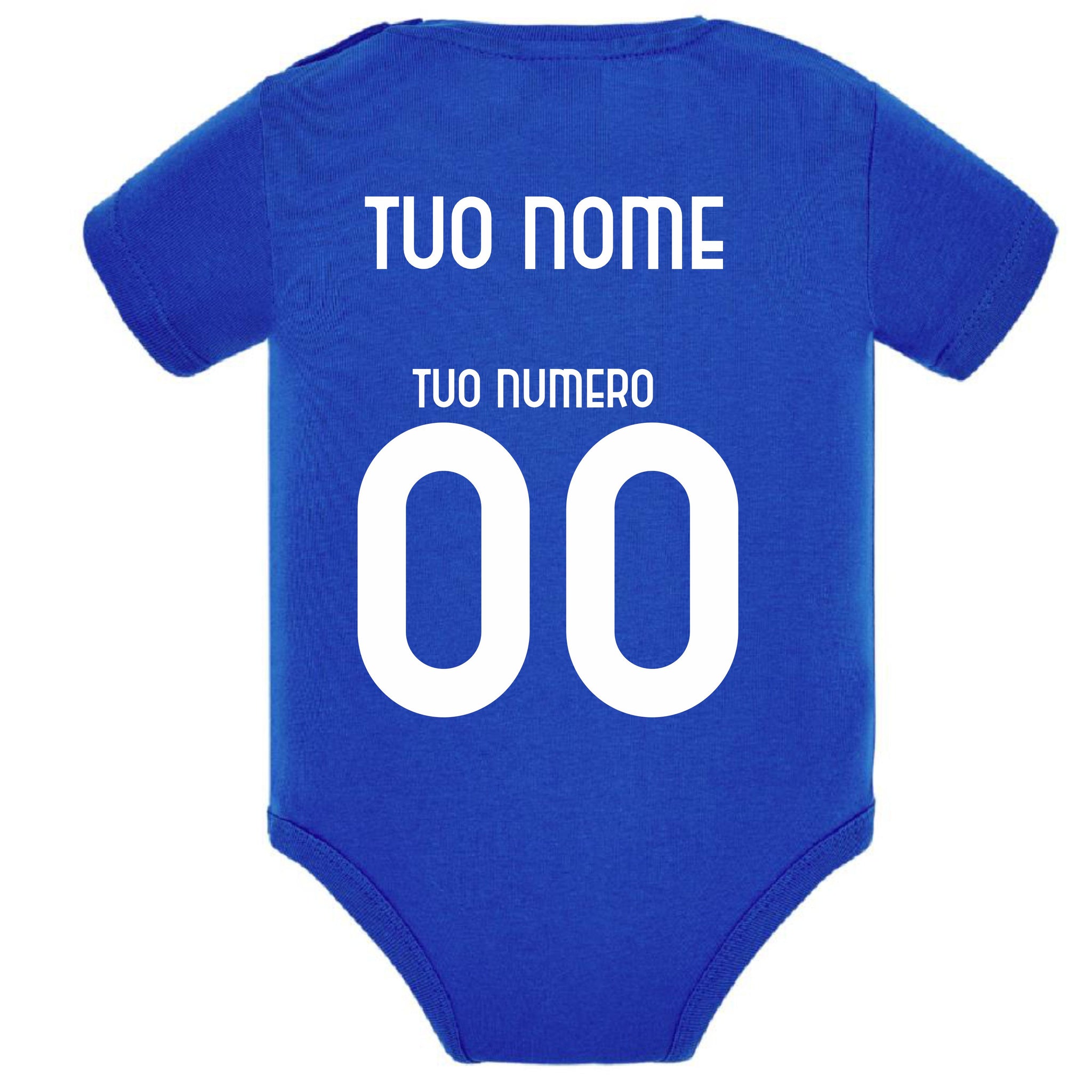 Body Neonato Italia Personalizzabile Con Nome e Numero 100% Cotone Forza Azzurri PS 28180-0017