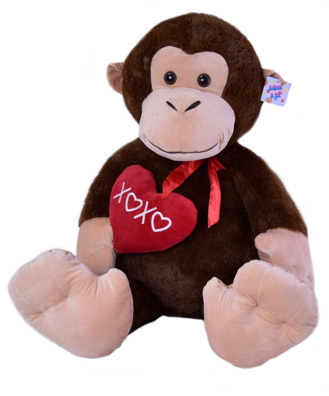 Peluche Scimmia con Cuore e Occhi Glitter 55 cm PS 37846