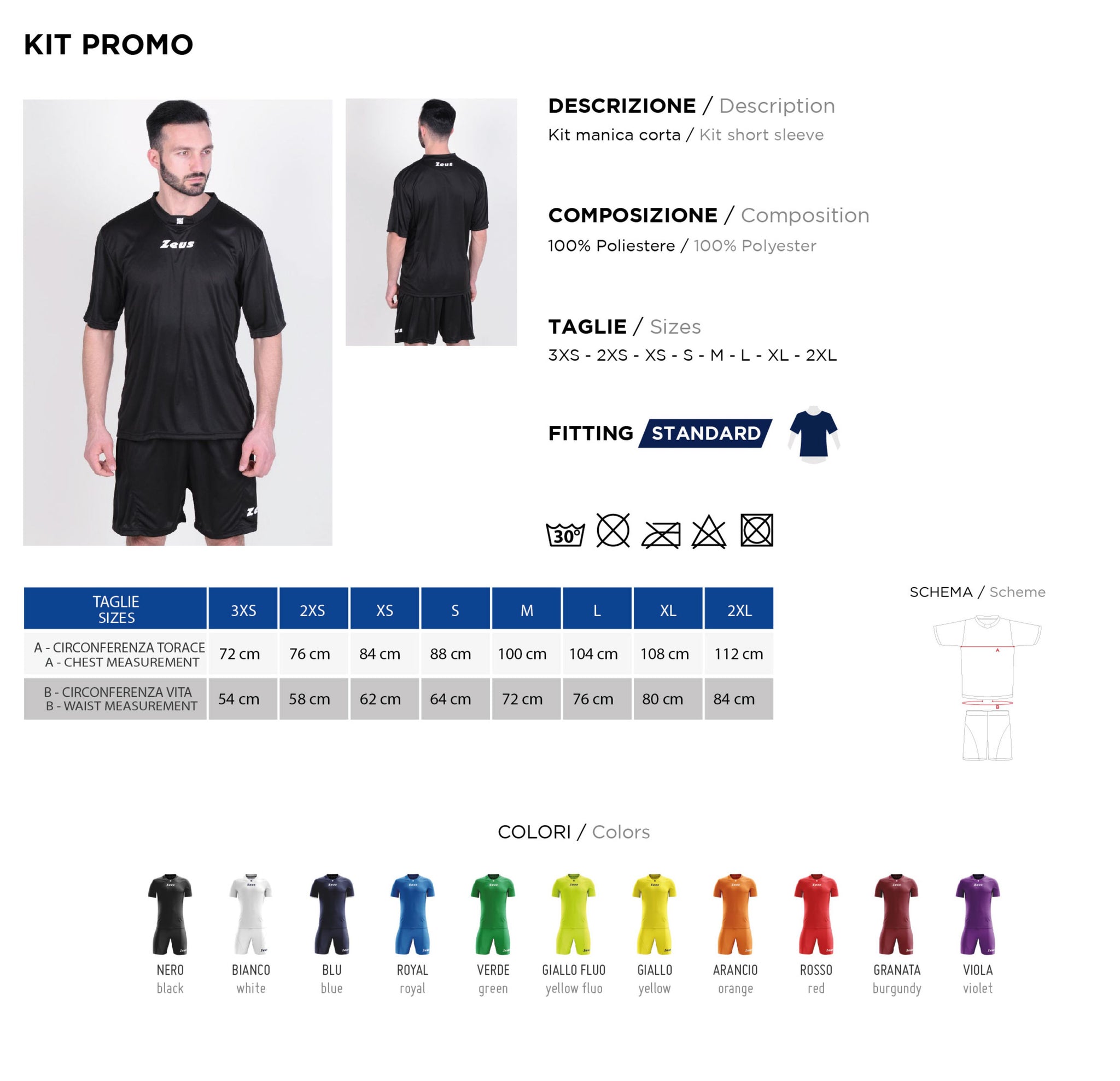 Completo Calcio Zeus Personalizzabile Kit Promo – Maglia, Pantaloncino e Calzettoni – Nome e Numero PS 39723