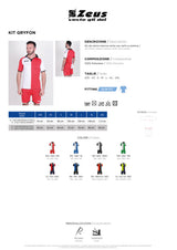 Completo Calcio Zeus Kit Gryfon – Maglia e Pantaloncino – Personalizzabile con Nome e Numero PS 12816