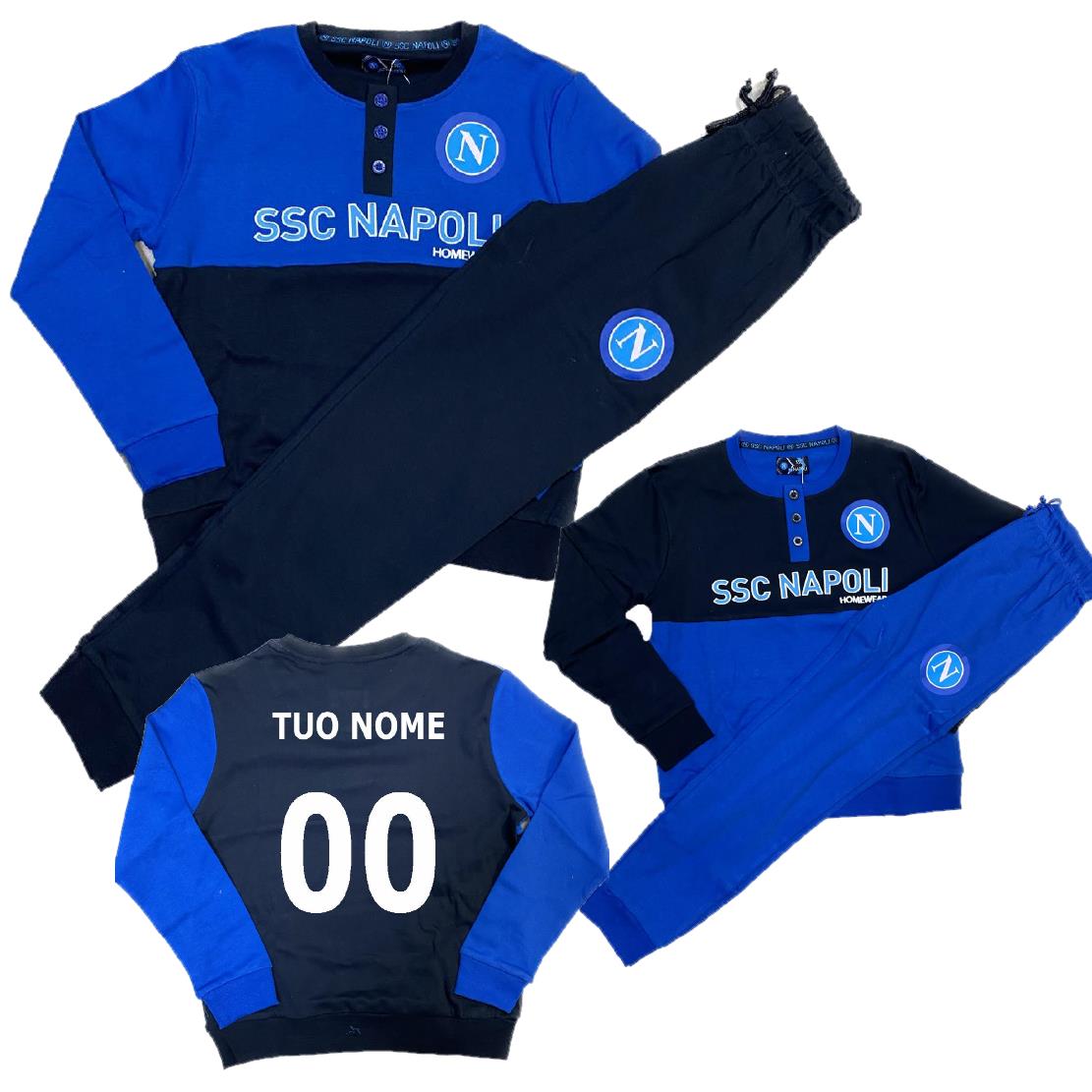 Pigiama SSC Napoli Ufficiale Caldo Cotone Interlock Ragazzo / Uomo – PS 41418