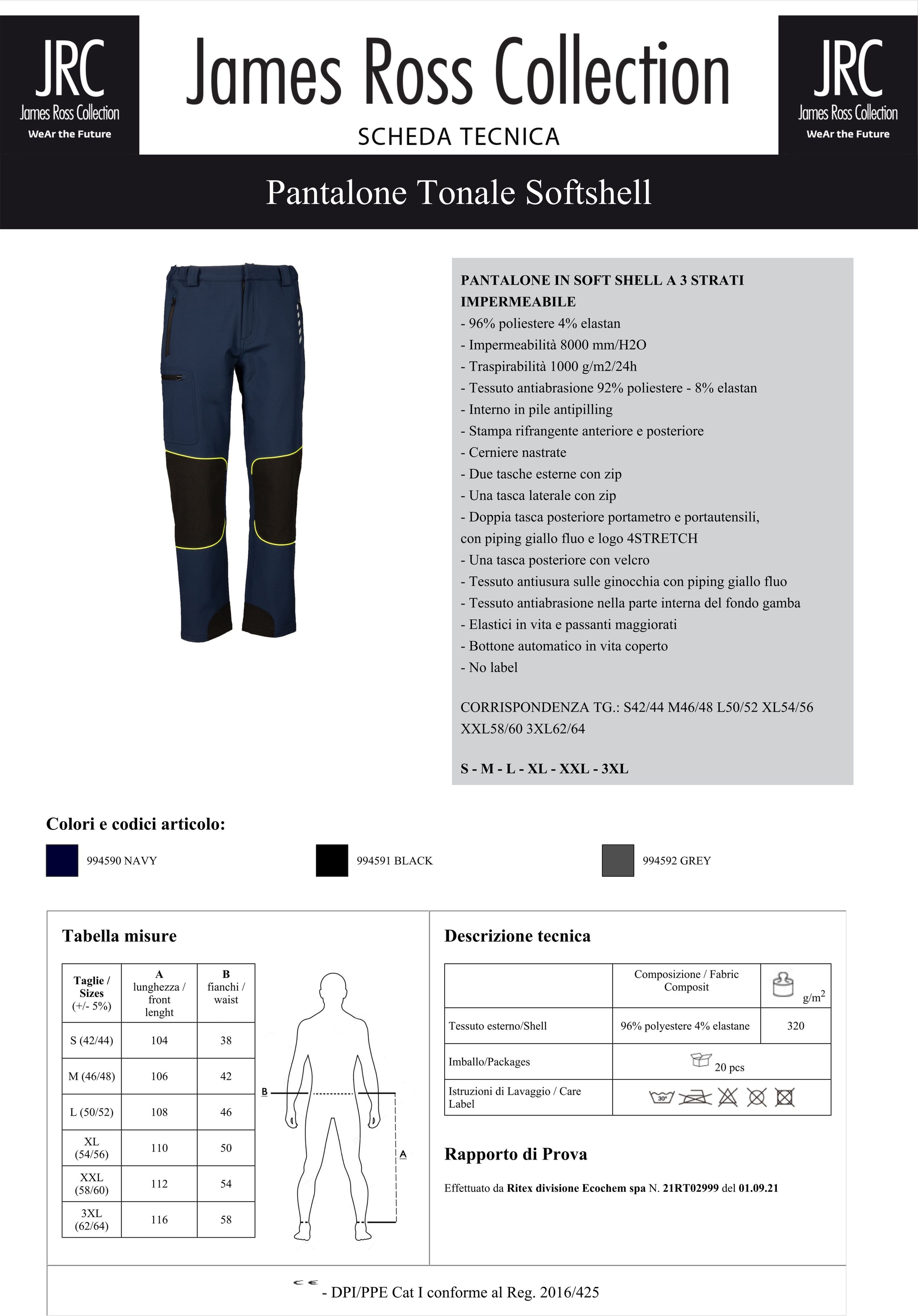 Pantalone da Lavoro Impermeabile Tonale in Softshell – 4STRETCH Personalizzabile PS 40579 PRS