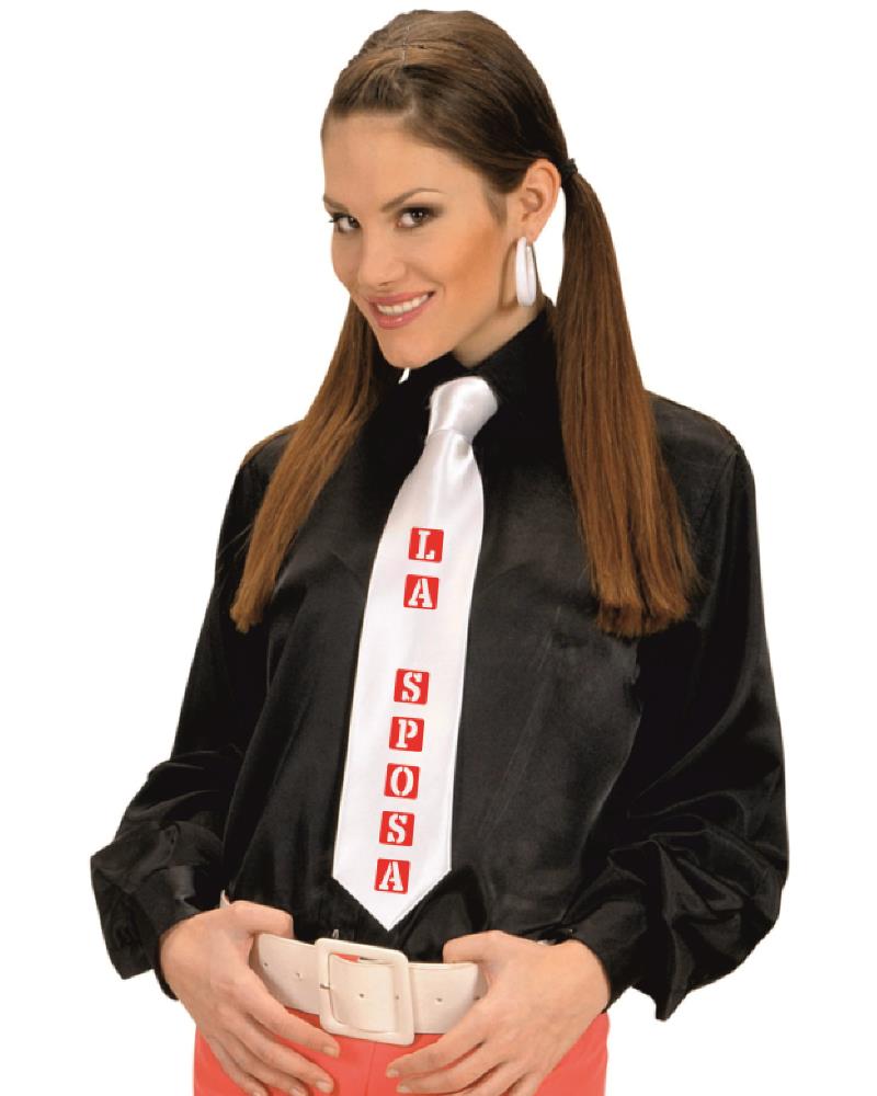Cravatta In Raso Bianca Personalizzabile Con Foto o Frasi 100% Poliestere PS 05197 PRS