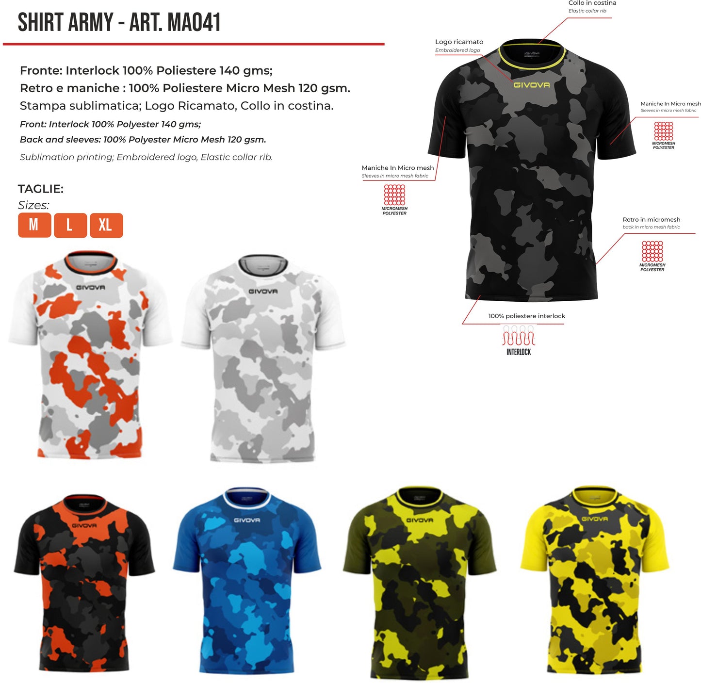 Maglia Sport Tecnica ARMY – Personalizzabile con Nome e Numero – Maglia da Calcio PS 03202 PRS