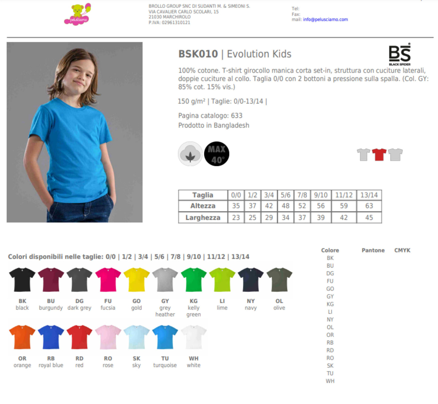 T-Shirt Evolution KID Manica Corta BS Maglietta Bambino ragazzo Personalizzabile PS 33741-BS