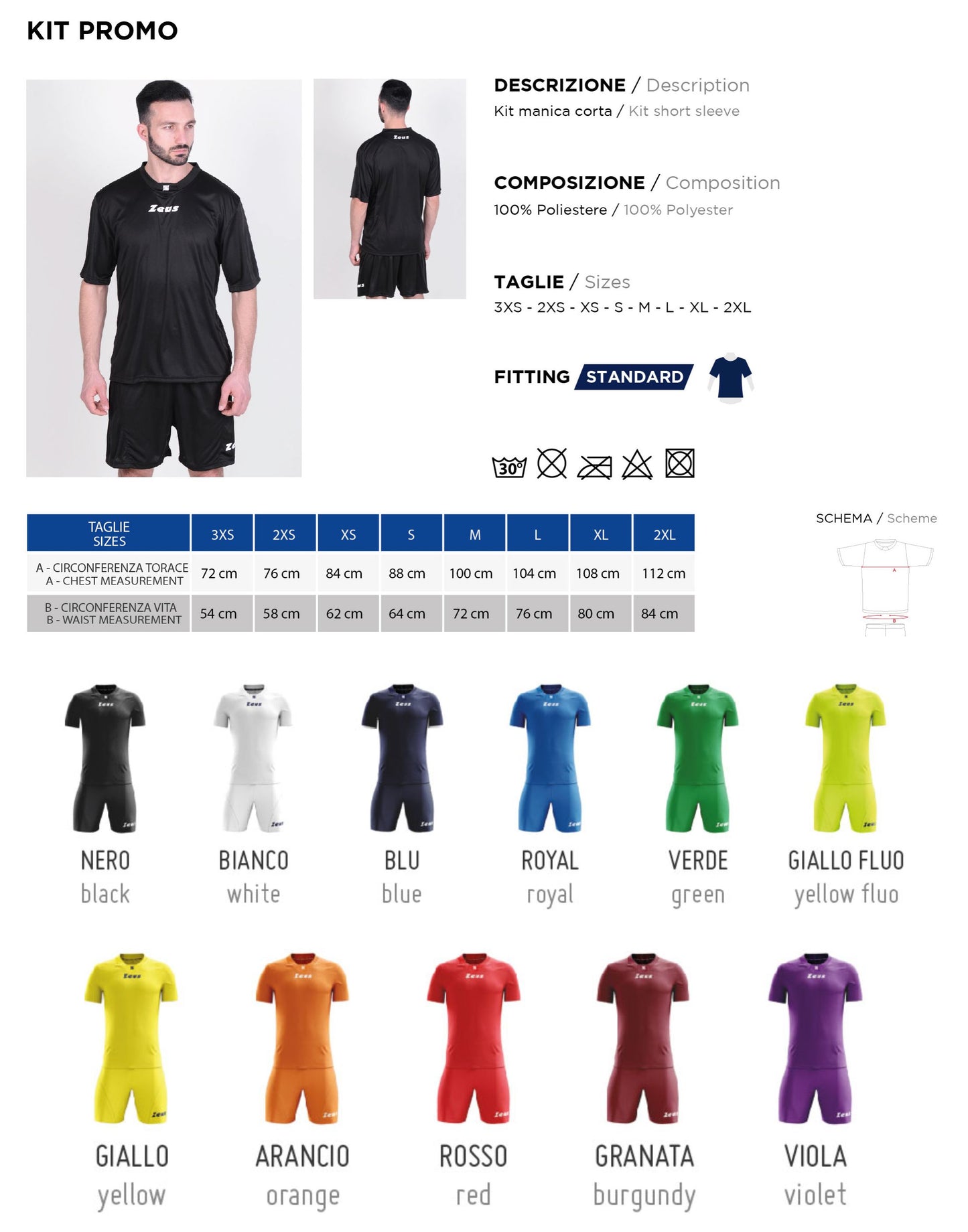 Completo Calcio Zeus Personalizzabile Kit Promo – Maglia, Pantaloncino e Calzettoni – Nome e Numero PS 39723