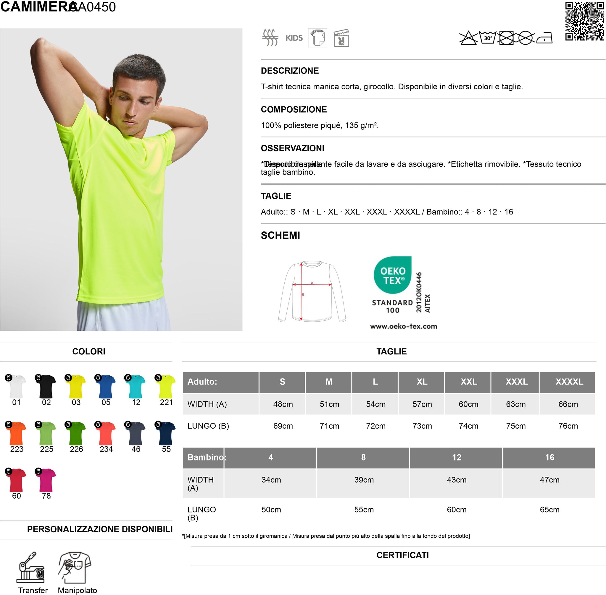 T-Shirt Calcio Italia Tecnica Unisex – Tessuto Traspirante Personalizzabile – PS 27788-001