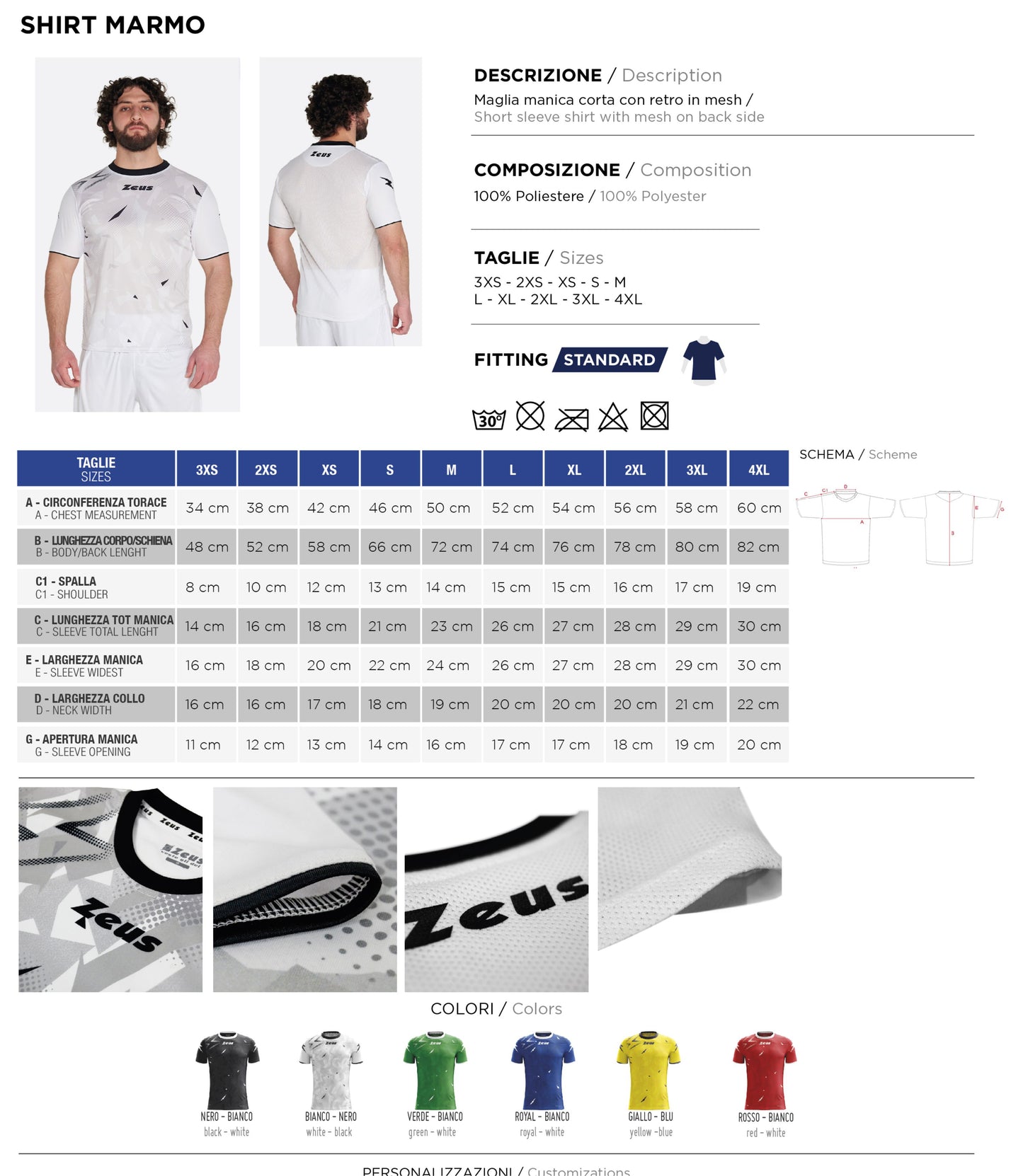 Maglia Calcio Zeus Marmo – Personalizzabile con Nome e Numero – PS 41228