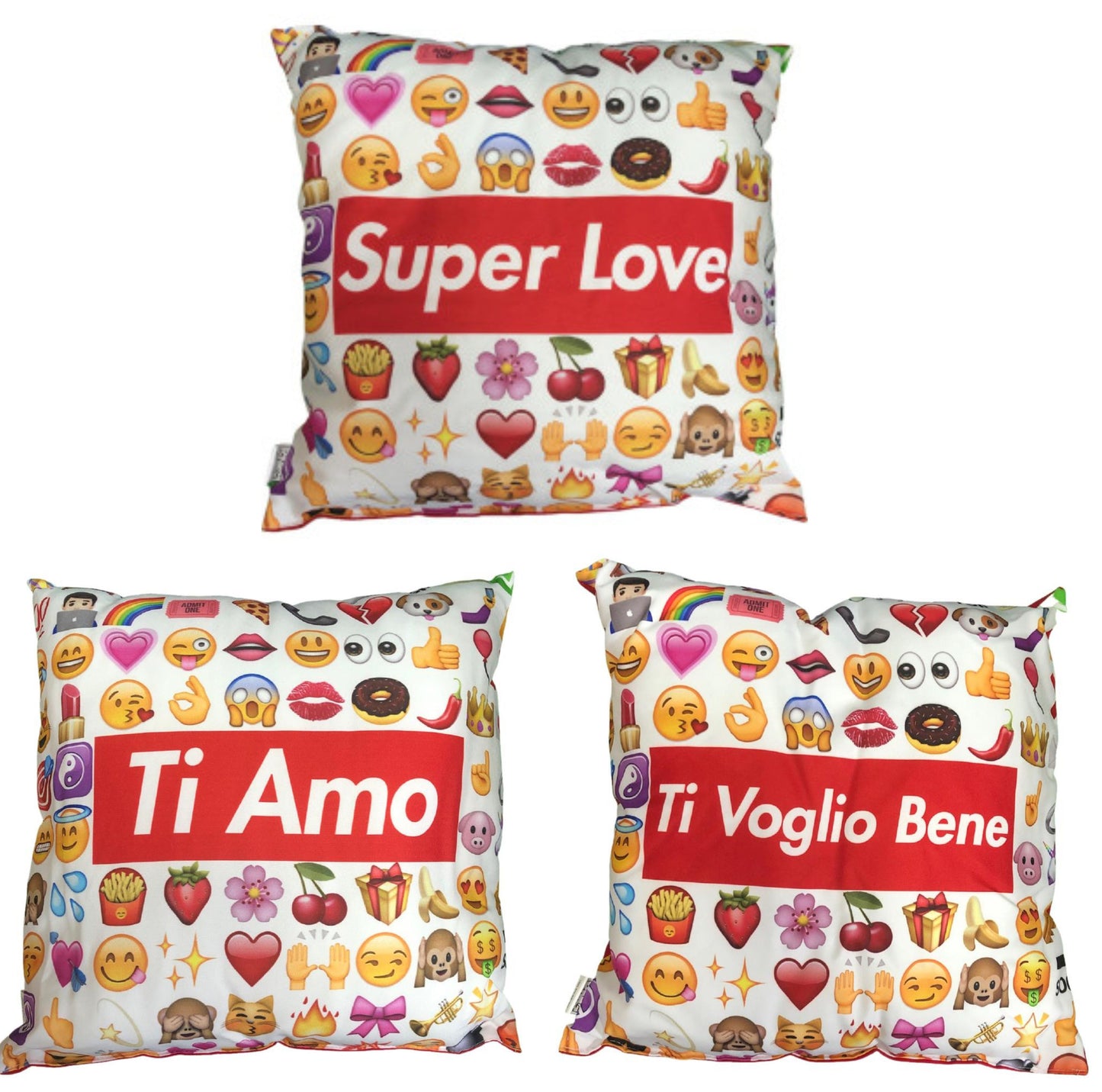 Cuscino Smile “Ti Amo/Ti voglio bene/Super Love” – Idea Regalo San Valentino – 35 x 35 cm – PS 21185