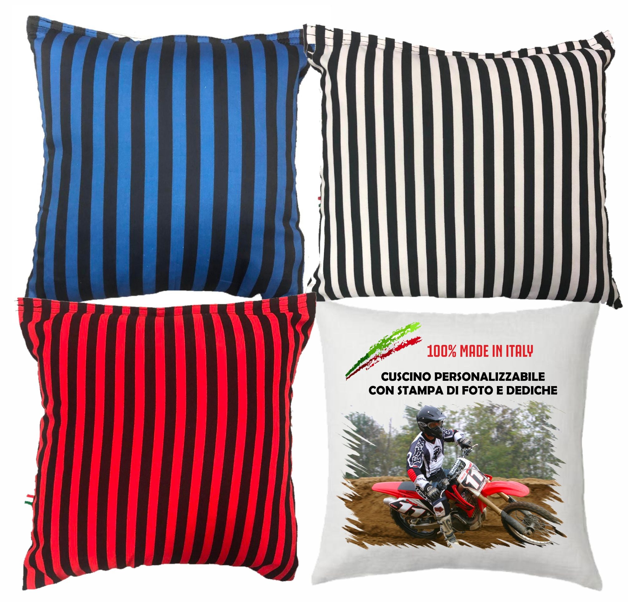 Cuscino Personalizzabile con Foto o Frasi – Quadrato Bicolore – Cod. 10746 PRS