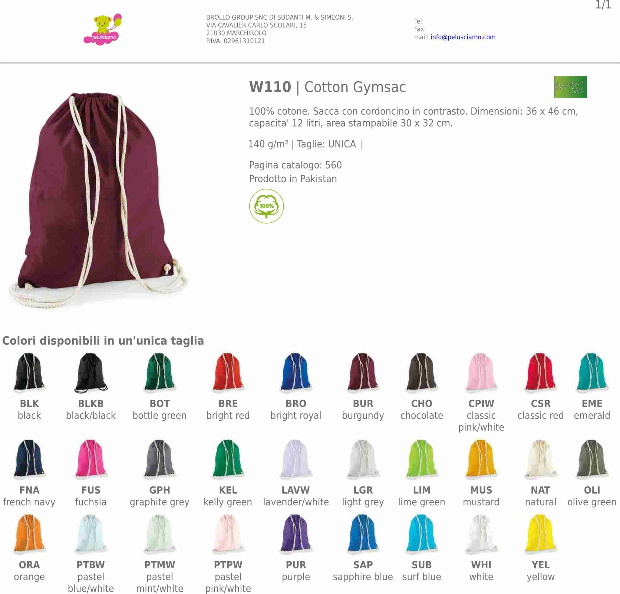 Gymsac in Cotone Personalizzabile con Stampa – PS 37967-BS