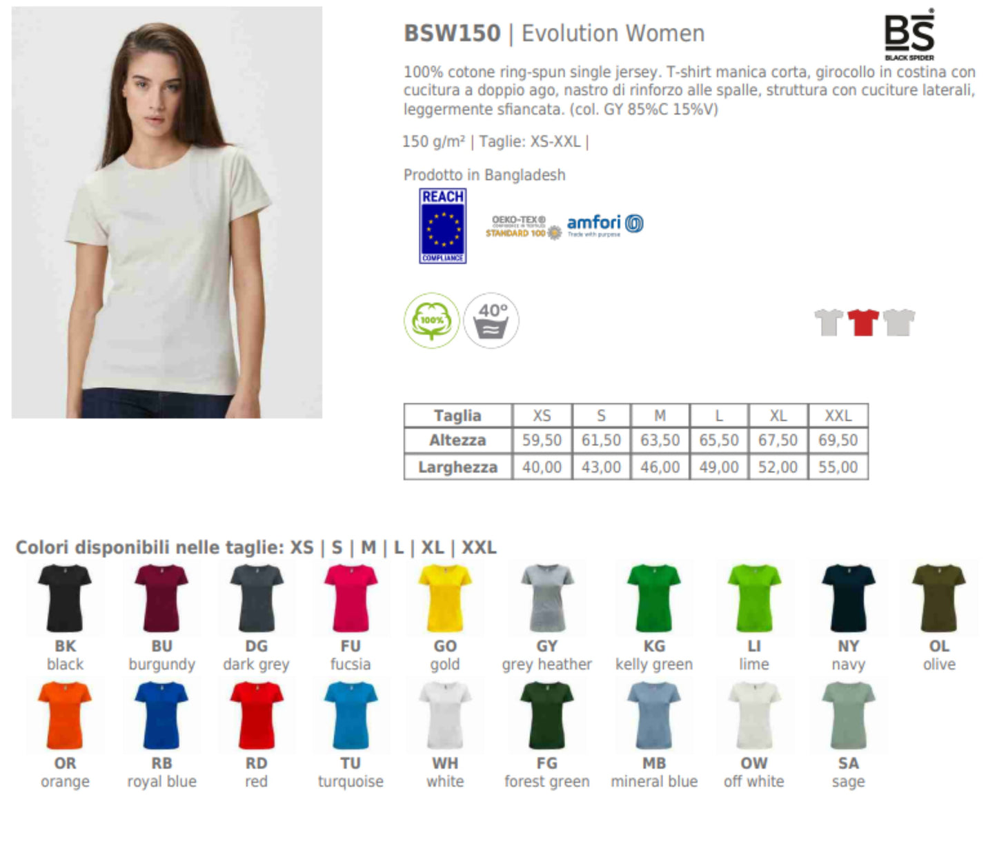 T-Shirt Evolution Women Manica Corta BS Black Spider Maglietta Donna Personalizzabile PS 33744-BS