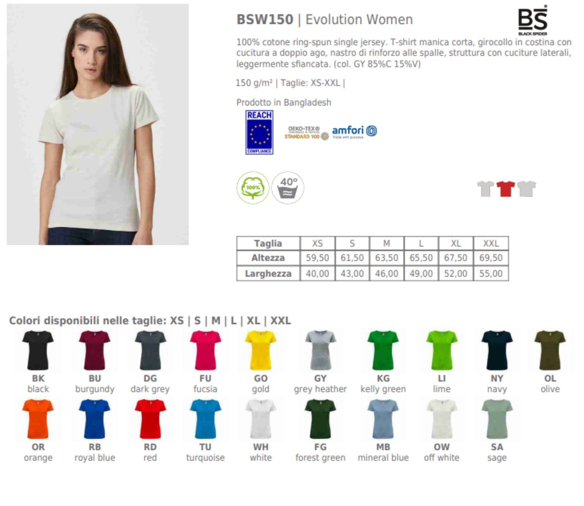 T-Shirt Evolution Women Manica Corta BS Black Spider Maglietta Donna Personalizzabile PS 33744-BS