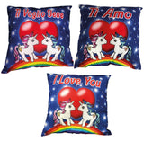 Cuscino “Ti Amo/Ti Voglio Bene/I Love You” Unicorni – Idea Regalo San Valentino – 30 x 30 cm – PS 21199