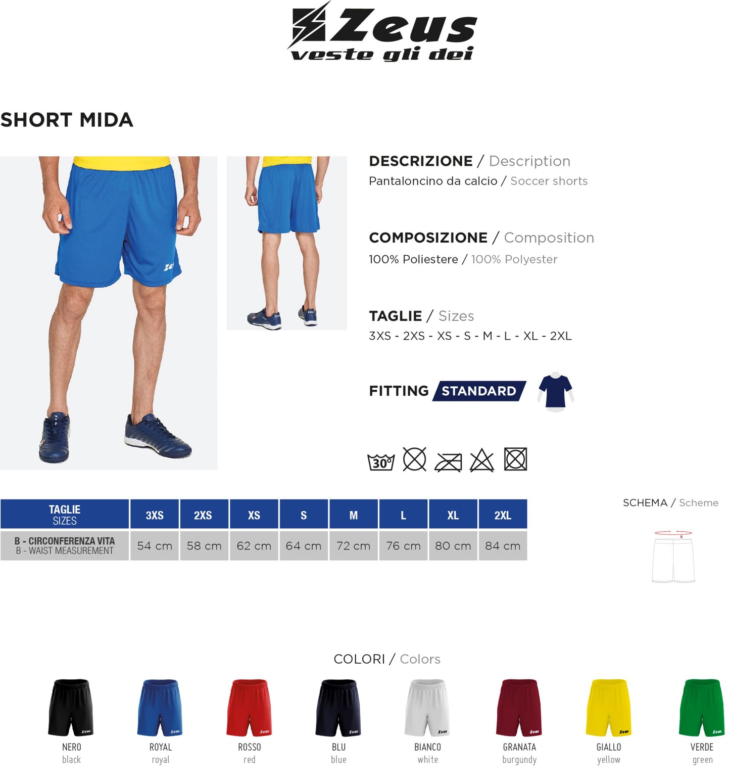 Pantaloncini Calcio Zeus Mida Personalizzabili con Numero – PS 35169