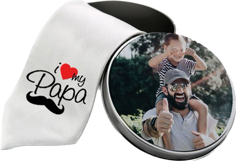 Gift Box Festa del Papà Con Cravatta Bianca Personalizzabile Con Foto e Frasi Idea Regalo PS 24593 PRS