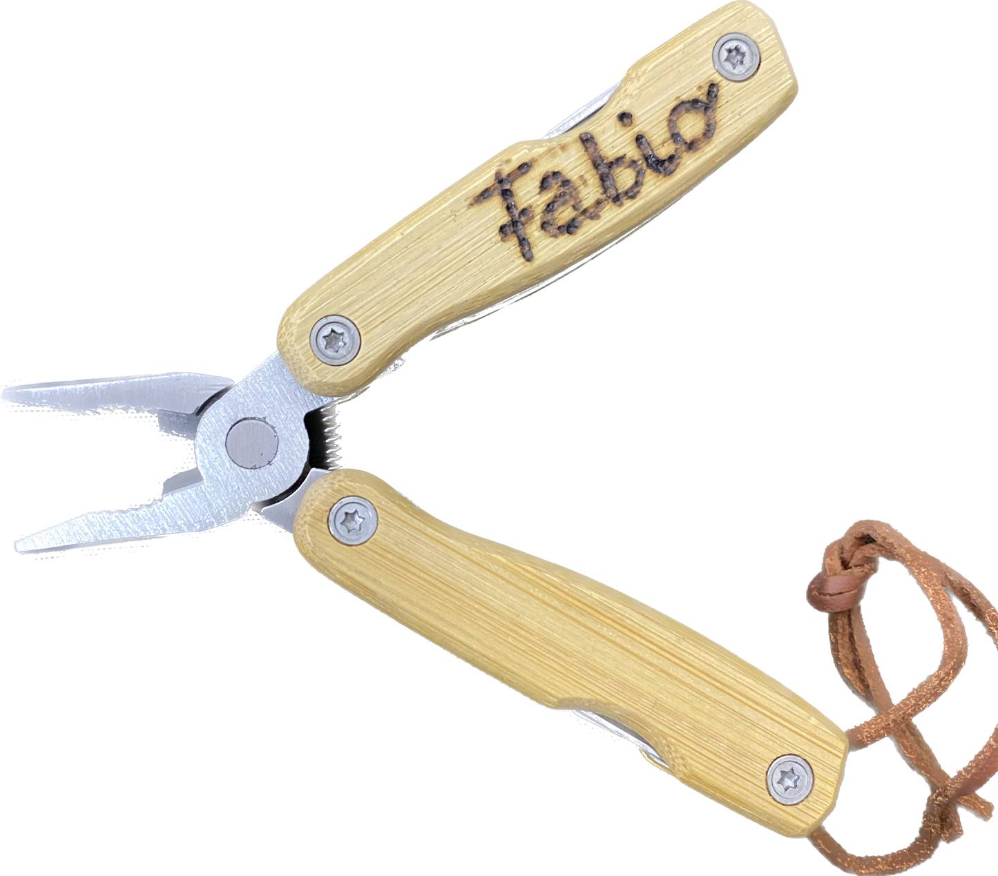 Multiutensile in Acciaio Inossidabile Manico in Bambù – 12 Funzioni – Personalizzabile Inciso – PS 00537