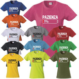 T-Shirt Donna “Pazienza 1%” – Maglietta Simpatica Manica Corta – PS 28870-A001