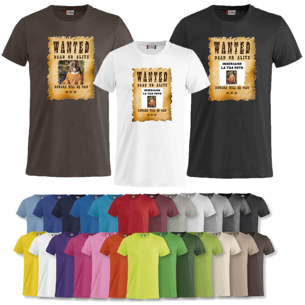 T-Shirt “Wanted Dead or Alive” Personalizzata con la Tua Foto – Mod. PS 27431-A061 - PRS