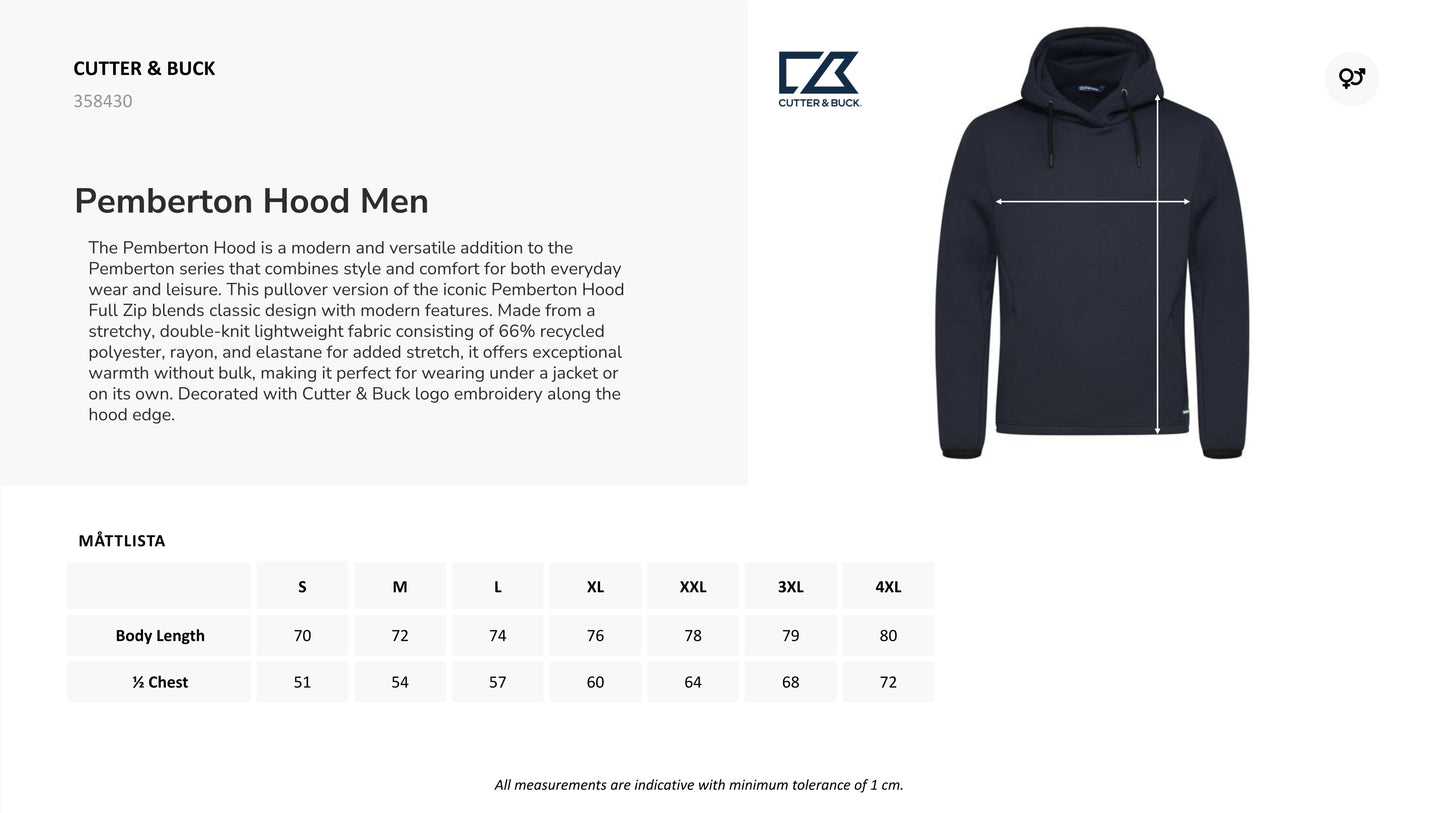 Felpa Pemberton Hood Uomo Cutter & Buck Personalizzabile Con Ricami PS 46689- PRS