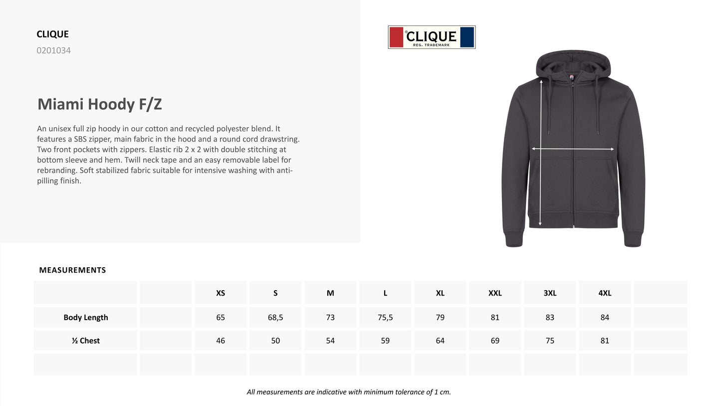 Felpa Miami Adulto con Cappuccio e Full Zip Personalizzabile – Stampe e Ricami – PS 46617