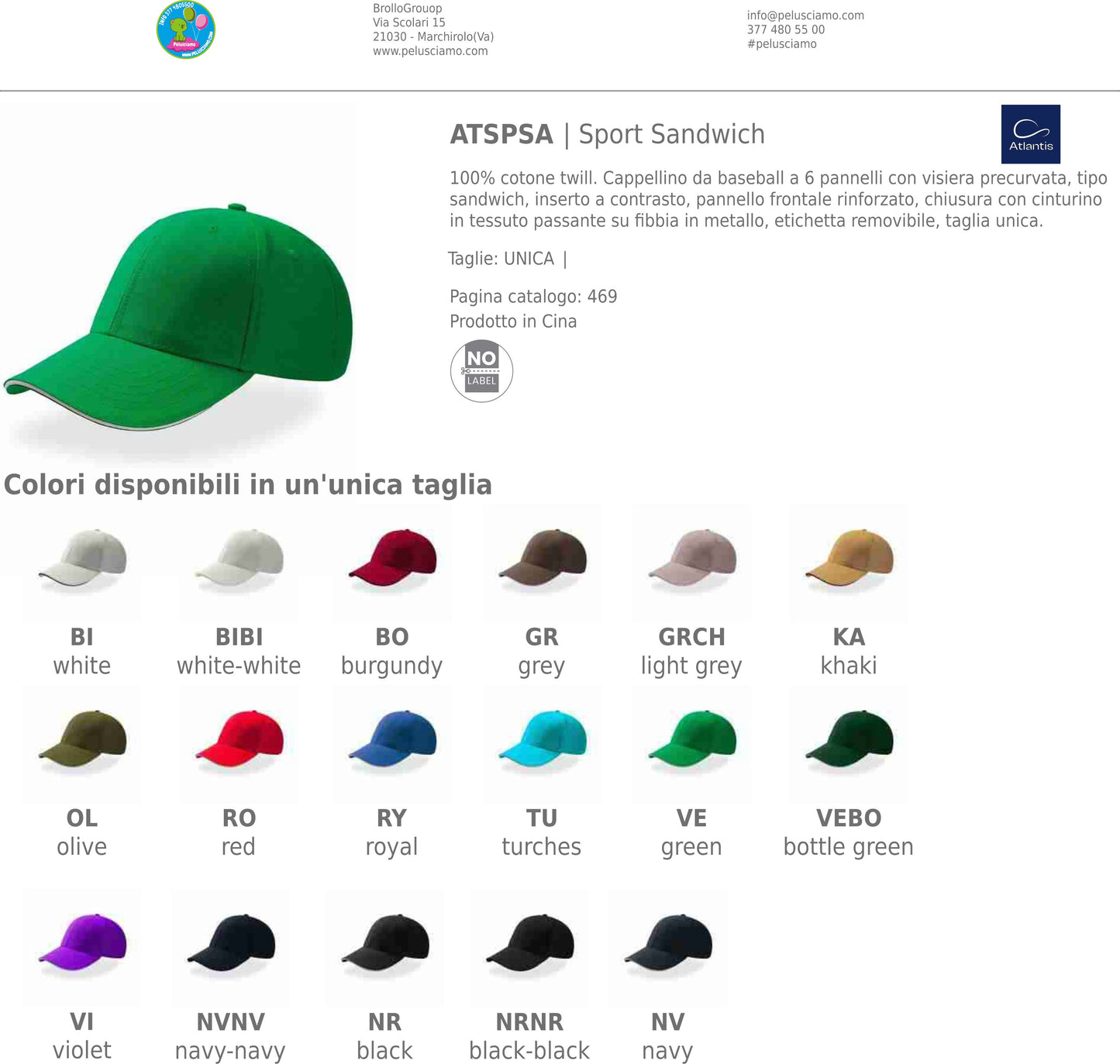 Cappello Baseball Cappellino Sport Sandwich Personalizzabile con Ricamo Multicolore PS 11056