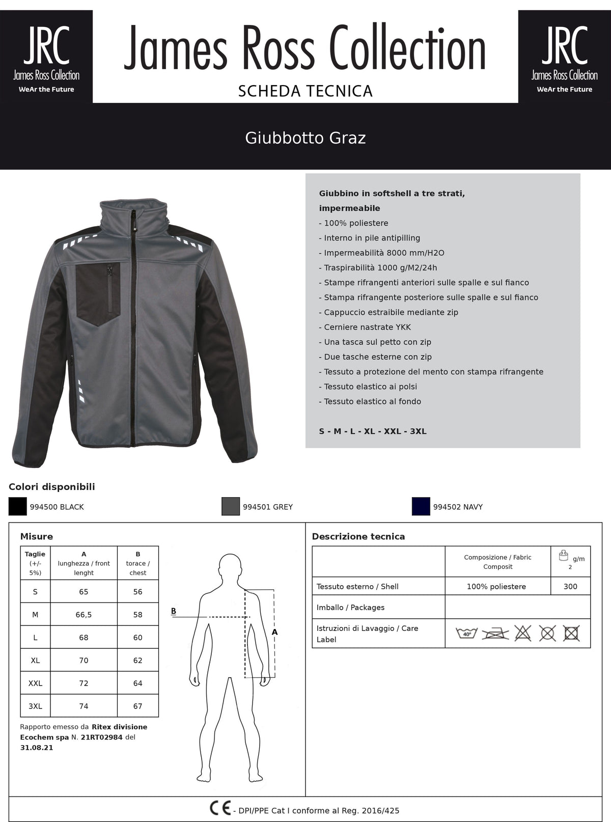 Giubbotto Graz JRC Personalizzabile con Stampe e Ricami – PS 20690