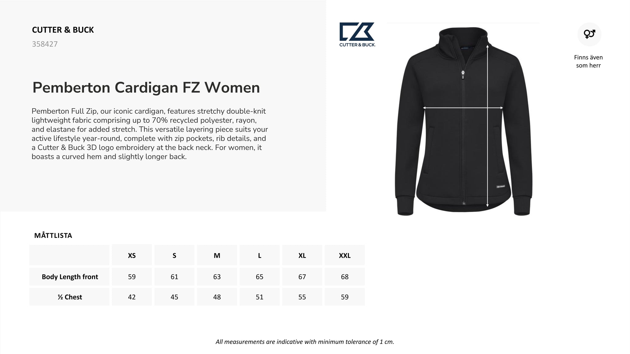 Felpa Donna Pemberton Cardigan Full Zip – Cutter &Buck Personalizzabile Con Ricamo PS 46686- PRS