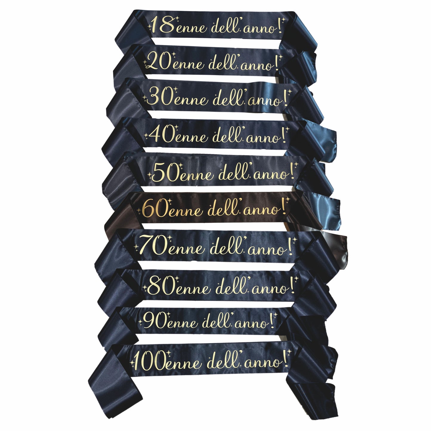 Fascia Compleanno Nera Personalizzata “18/20/30...Enne dell’Anno” – Gadget Party – PS 11447-001