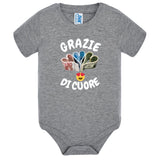 Body Neonato “Grazie Di Cuore” Porta Soldi In Contanti Personalizzabile Con Nome Sul Retro 100% Cotone PS 28180-039 PRS