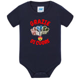Body Neonato “Grazie Di Cuore” Porta Soldi In Contanti Personalizzabile Con Nome Sul Retro 100% Cotone PS 28180-039 PRS