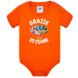 Body Neonato “Grazie Di Cuore” Porta Soldi In Contanti Personalizzabile Con Nome Sul Retro 100% Cotone PS 28180-039 PRS