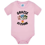 Body Neonato “Grazie Di Cuore” Porta Soldi In Contanti Personalizzabile Con Nome Sul Retro 100% Cotone PS 28180-039 PRS