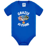 Body Neonato “Grazie Di Cuore” Porta Soldi In Contanti Personalizzabile Con Nome Sul Retro 100% Cotone PS 28180-039 PRS