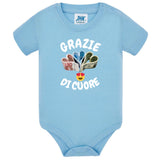 Body Neonato “Grazie Di Cuore” Porta Soldi In Contanti Personalizzabile Con Nome Sul Retro 100% Cotone PS 28180-039 PRS