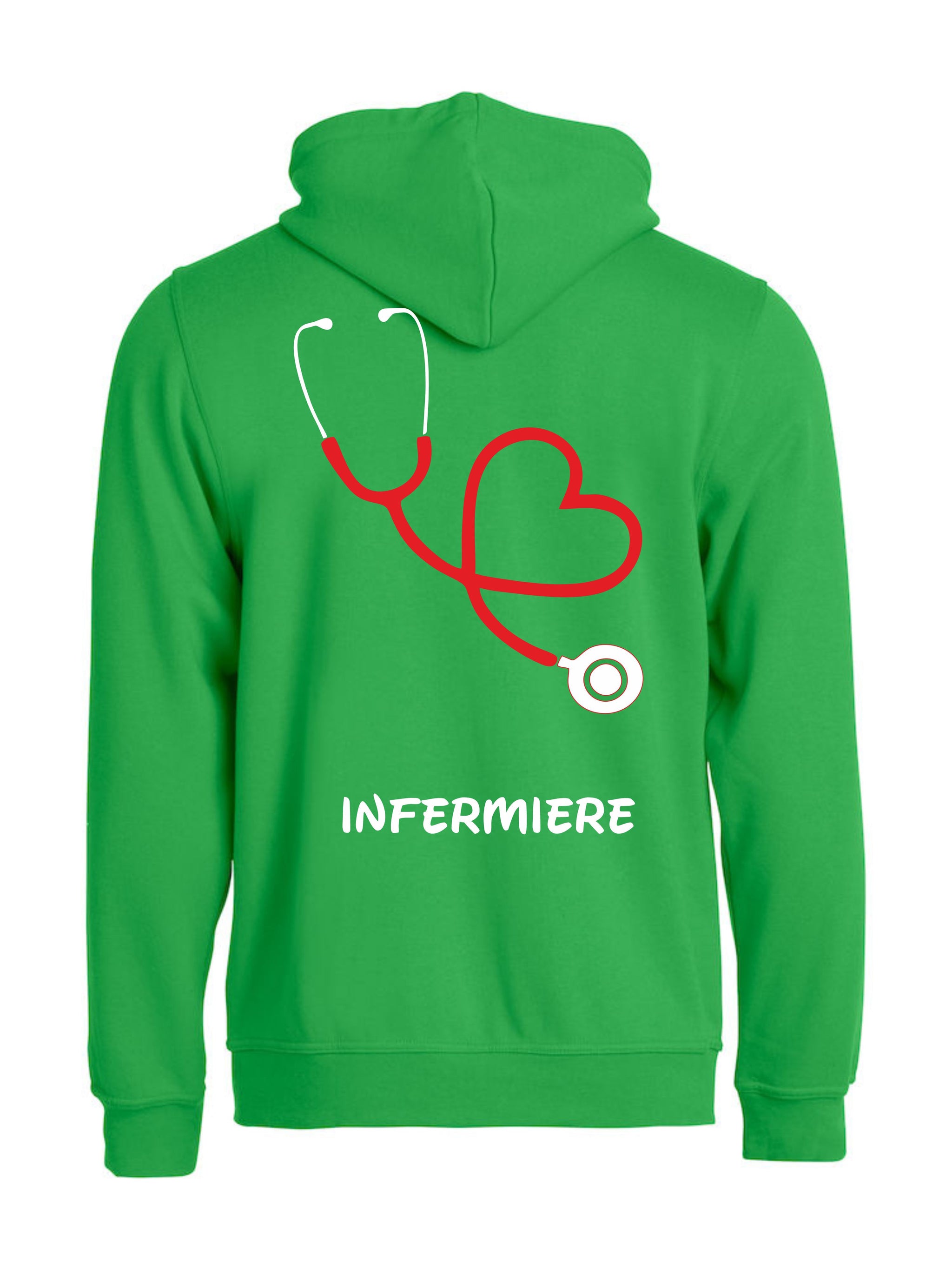 Felpa Infermiere Stetoscopio Cuore – Felpa Uomo con Cappuccio Full Zip Personalizzabile PS 02202-001