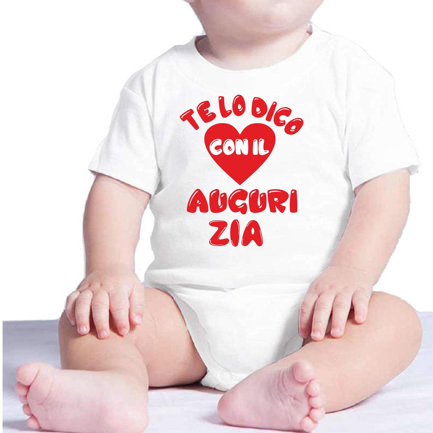 Body Neonato Personalizzato “Te Lo Dico Con Il Cuore” Auguri Papà Mamma Nonna Zia o Nome PS 28180-0003