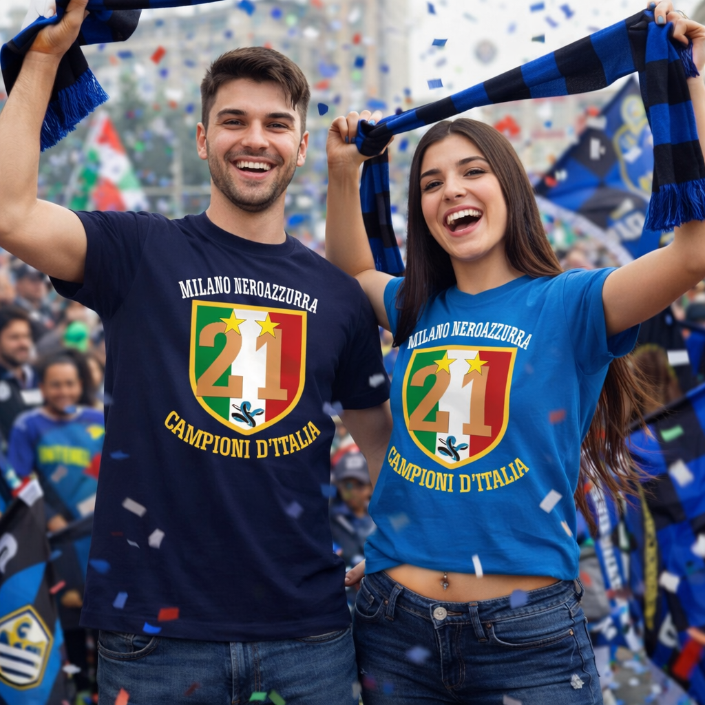 T-Shirt Scudetto Inter Campioni d’Italia 25/26 – Seconda Stella 21 Scudetti Scudetto Neroazzurro – PS 27431-A042