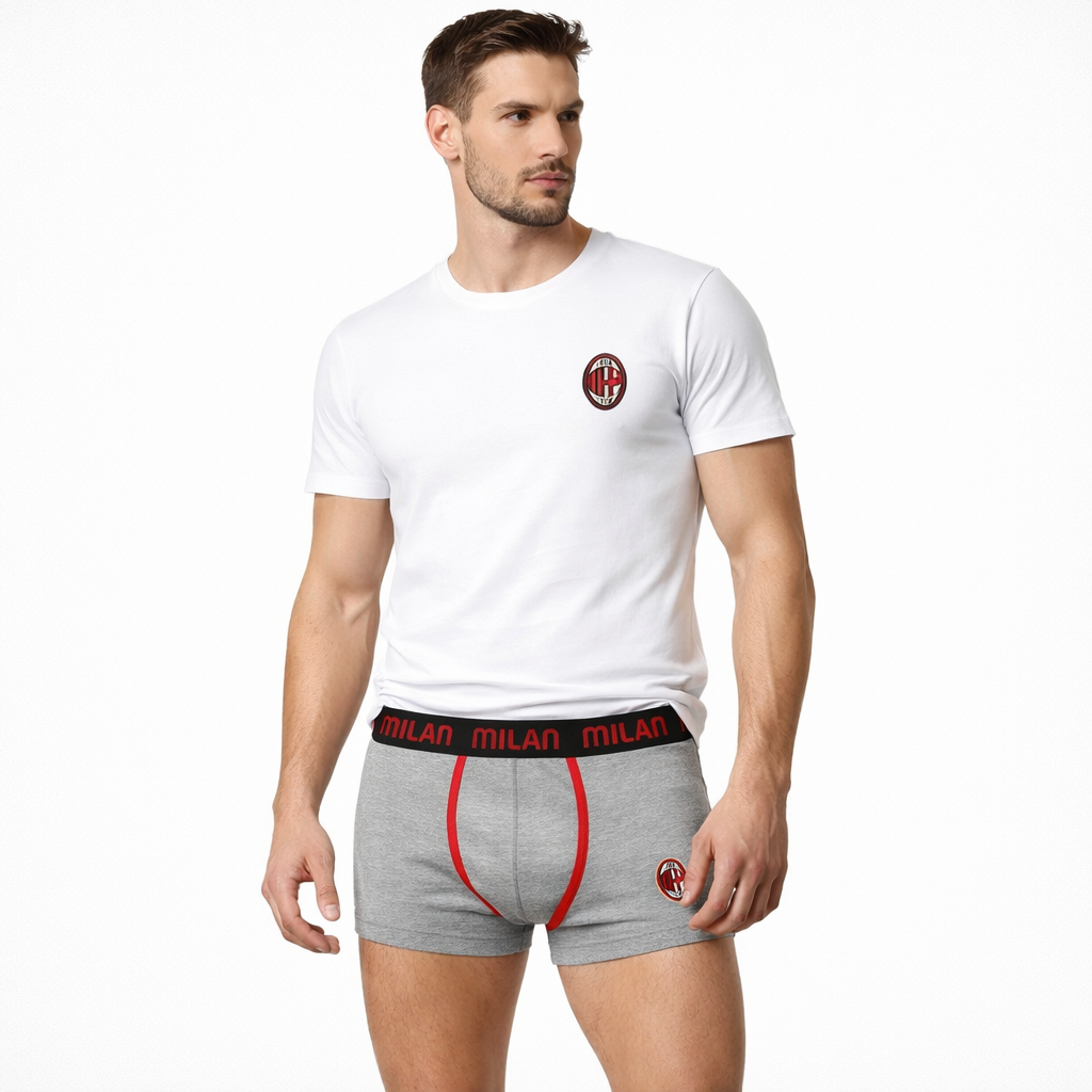 Set Intimo Milan Corto Cotone & Elastan – Maglia + Boxer Ufficiale AC MILAN  – PS 10307