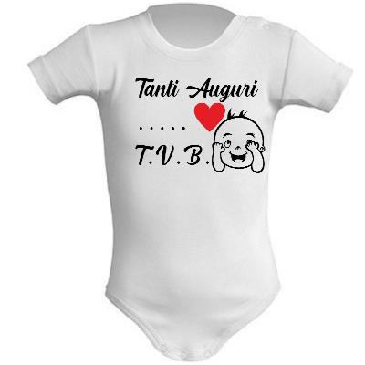 Body Neonato Tanti Auguri Papà Mamma Nonna Zia o Nome 100% Cotone PS 28180-0013