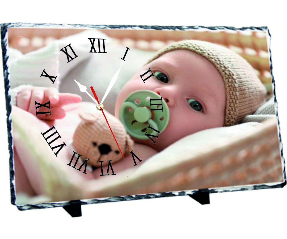 Cornice in Pietra Ardesia Rettangolare con Orologio – Gadget Personalizzato 25×40 cm PS 13103