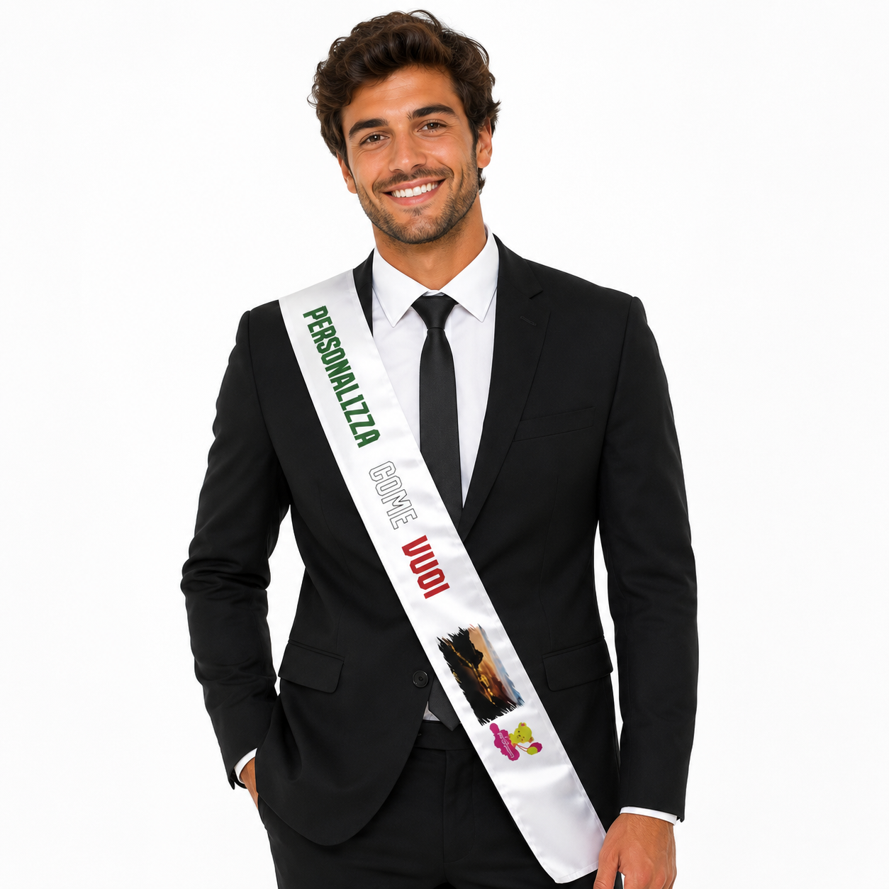Fascia Bianca Personalizzabile con Stampa – Addio Nubilato, Sindaco, Miss, Festa PS 11446