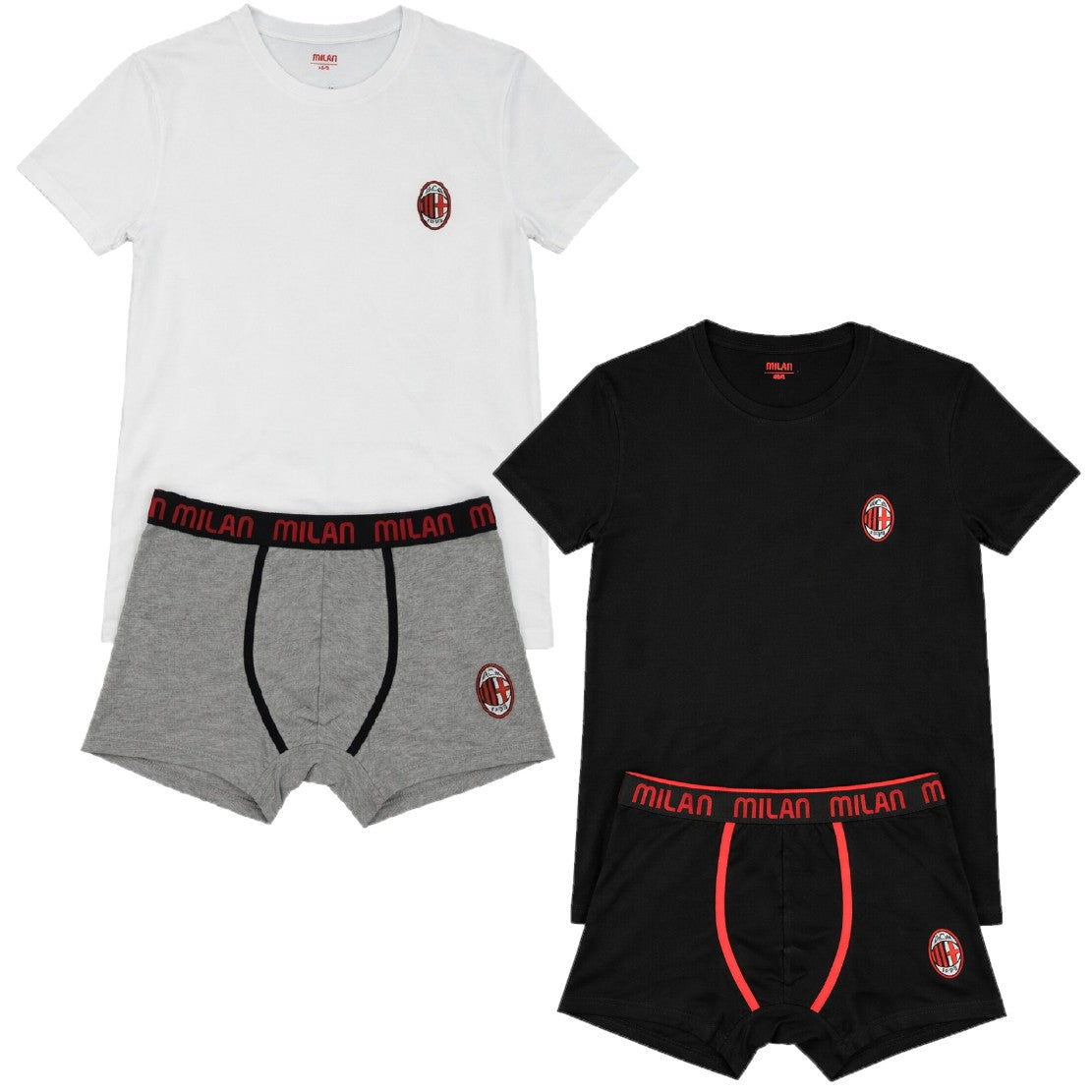 Set Intimo Milan Corto Cotone & Elastan – Maglia + Boxer Ufficiale AC MILAN  – PS 10307
