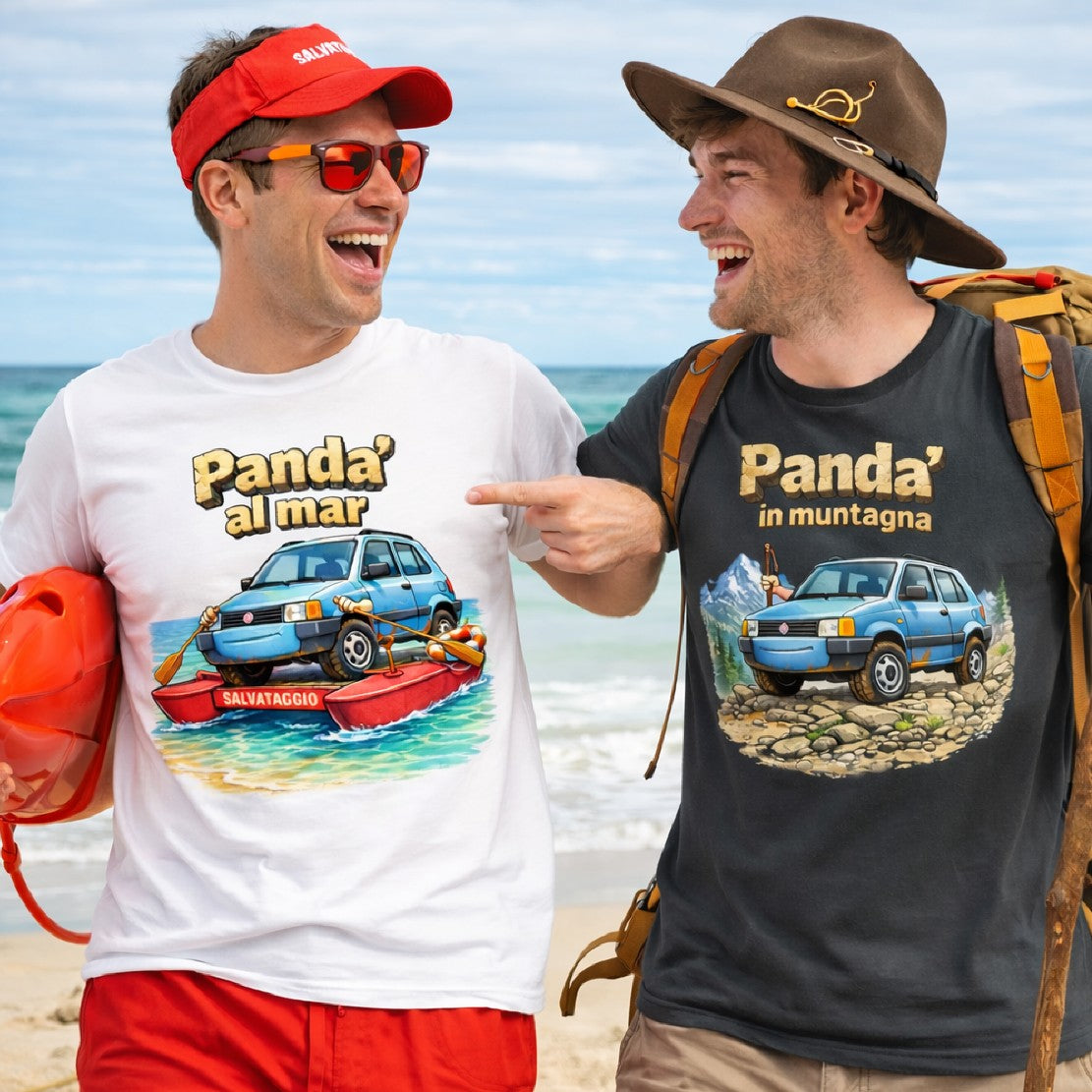 T-Shirt Simpatica “Panda al Mar, Panda’ in Muntagna” – Idea Regalo Divertente – PS 27431-A-141 PRS